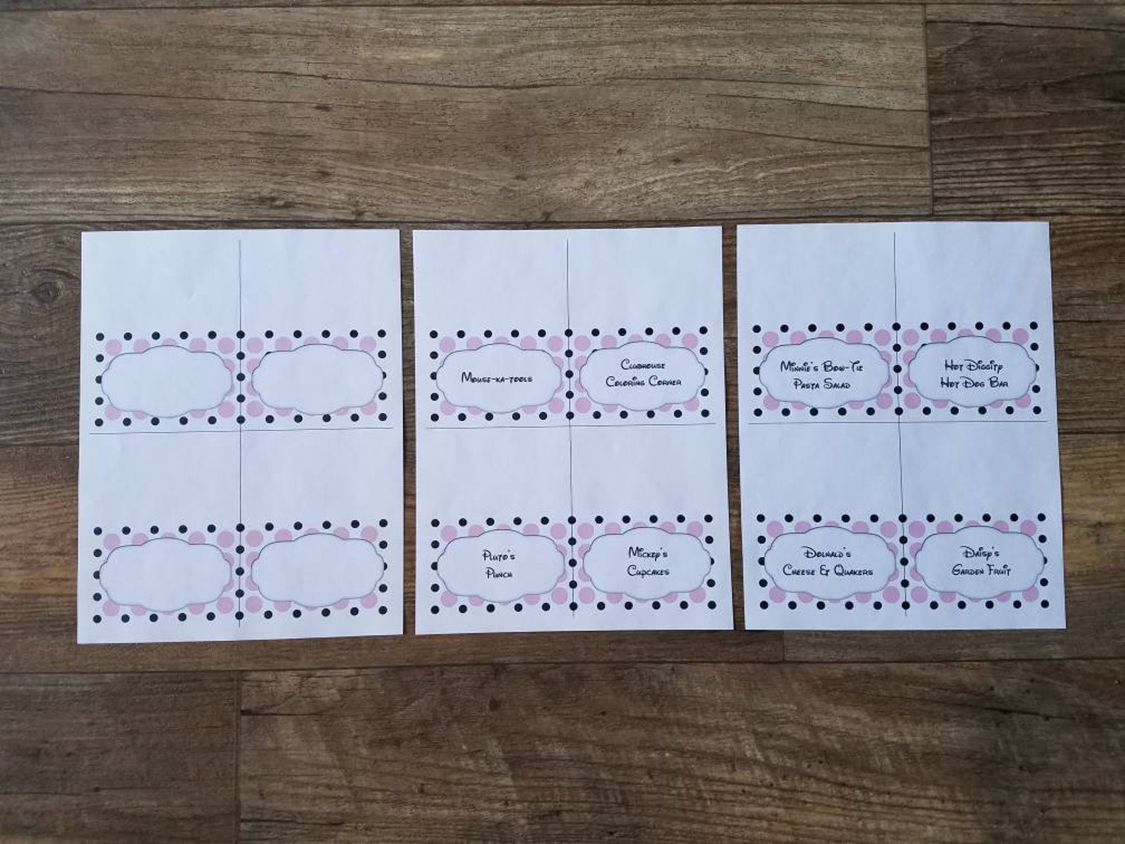 Mickey Mouse Clubhouse, Minnie Mouse Place Cards, Food Labels, Birthday ...