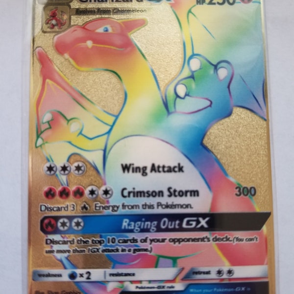 Pokemon Charizard GX Custom Full Art Metal Pokemon Card