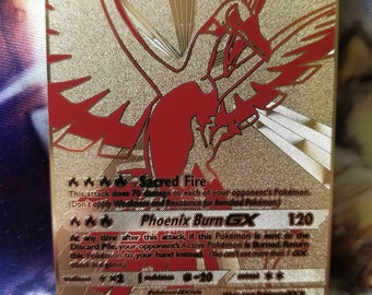 Pokemon Ho-oh Hooh Ho Oh GX Custom Full Art Metal Pokemon Card -   Denmark