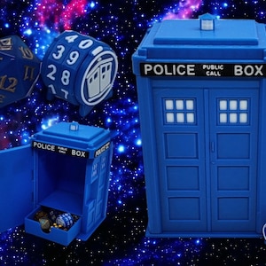 MTG Tardis Deck box and Life Counter for EDH | Commander | 100 Double Sleeved | Magic the Gathering | Dice Box | Snoo3d