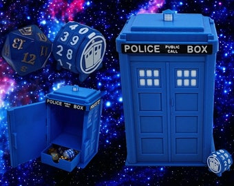 MTG Tardis Deck box and Life Counter for EDH | Commander | 100 Double Sleeved | Magic the Gathering | Dice Box | Snoo3d