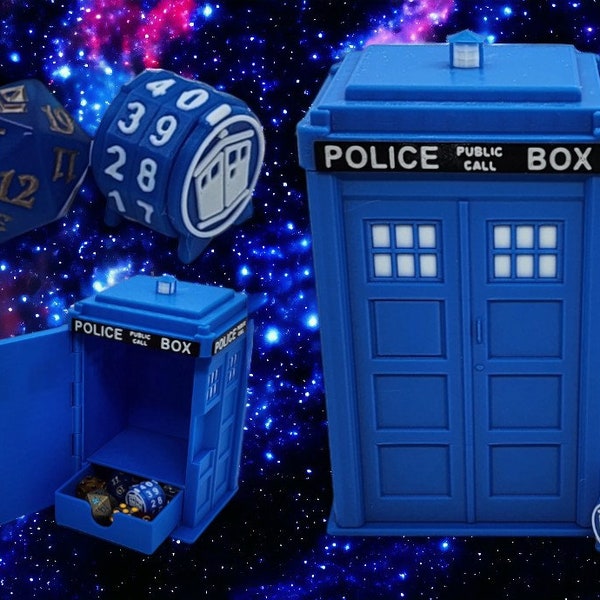 MTG Tardis Deck box and Life Counter for EDH | Commander | 100 Double Sleeved | Magic the Gathering | Dice Box | Snoo3d