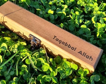Personalized Natural Wood Tesbih Box, Laser Engraved Name, Handmade