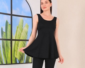 Modest Strappy Leggings Burkini - Black | Stylish and Comfortable Swimwear for Covered/Turbaned Women
