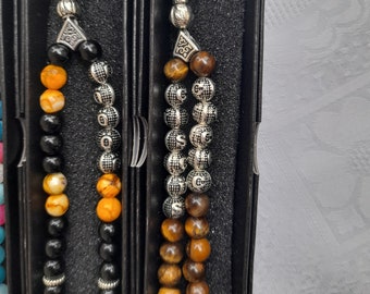 Tiger Eye Tesbih: Custom Name Islamic Prayer Beads, Personalized Muslim Rosary