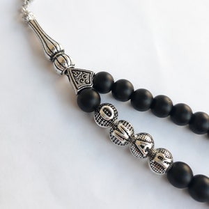 Personalized Tasbih, Custom Name with Matte Black Stone Round Prayer Beads,  Rosary Gift, Prayer Beads, Onyx Custom rosary, Eid Qurban Gift