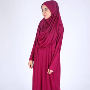 Prayer Clothes One Piece for Women, Women Abaya, Women Burqa, Muslim Prayer Dress, Khimar Niqab, Gifts for Her, hijab prayer dress Dark Pink