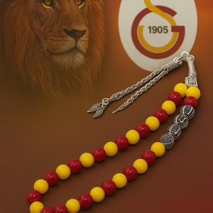 Galatasaray Tasbih: Yellow Red Turkish Prayer Beads, Personalized Muslim Gift