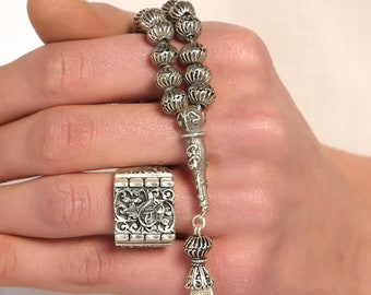 Handmade 925 Sterling Silver Prayer Beads: Islamic Gift Tasbih