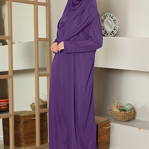 Prayer Clothes One Piece for Women, Women Abaya, Women Burqa, Muslim Prayer Dress, Khimar Niqab, Gifts for Her, hijab prayer dress Purple