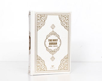 Weißer Quran mit Englischer Übersetzung: Arabisch-Deutsch, Thermo-Leder Hülle