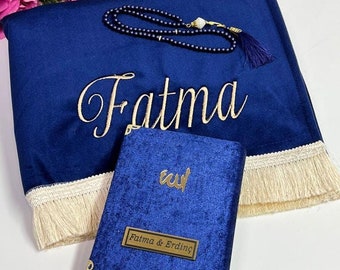 Tapis de prière personnalisé en velours : cadeau islamique, Ramadan, Eid