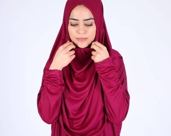 Één stuk vrouwen gebed jurk, vrouwen Abaya, vrouwen boerka, moslim gebed jurk, Khimar Niqab, geschenken voor haar, hijab gebed jurk