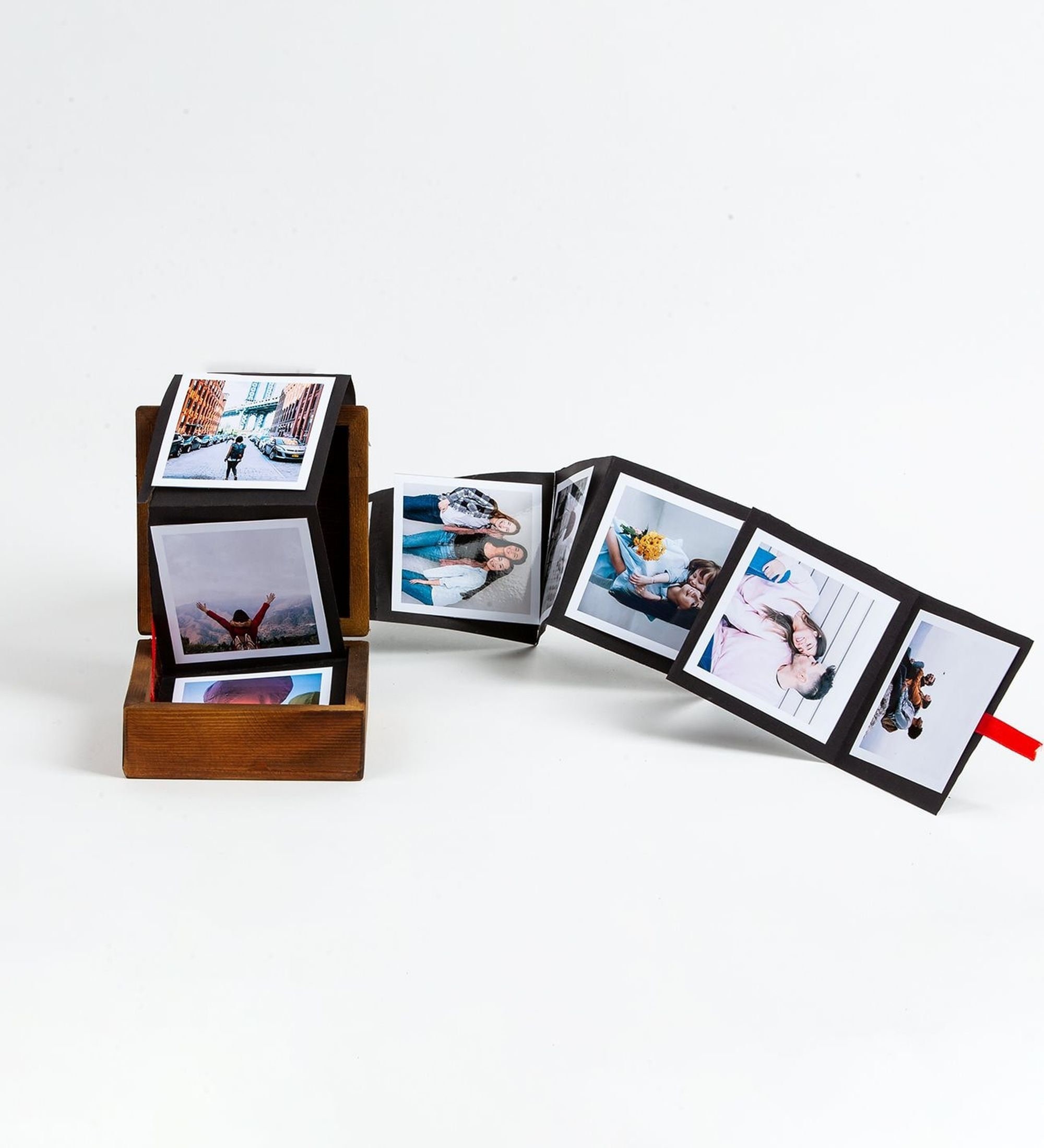 Personalized Wooden Accordion Photo Box With 12 Photos Pop Etsy