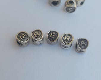 Alphabet Letter Beads: 8mm Silver Plated Name Bracelet Beads