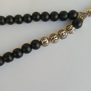 Nom personnalisé Tasbih en onyx avec perles de prière rondes en pierre noire mate, cadeau islamique chapelet personnalisé, perles de prière musulmanes, Masbaha, Subha image 5