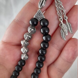 Nom personnalisé Tasbih en onyx avec perles de prière rondes en pierre noire mate, cadeau islamique chapelet personnalisé, perles de prière musulmanes, Masbaha, Subha image 10