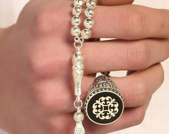 925 Sterling Silver Ball Tesbih: Turkish Tesbih, Ottoman Tesbih, 33-Bead Islamic Prayer Beads