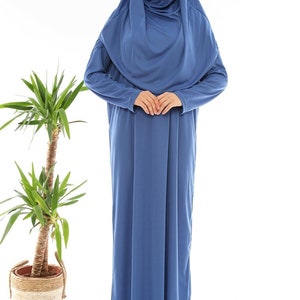 Prayer Clothes One Piece for Women, Women Abaya, Women Burqa, Muslim Prayer Dress, Khimar Niqab, Gifts for Her, hijab prayer dress Blue