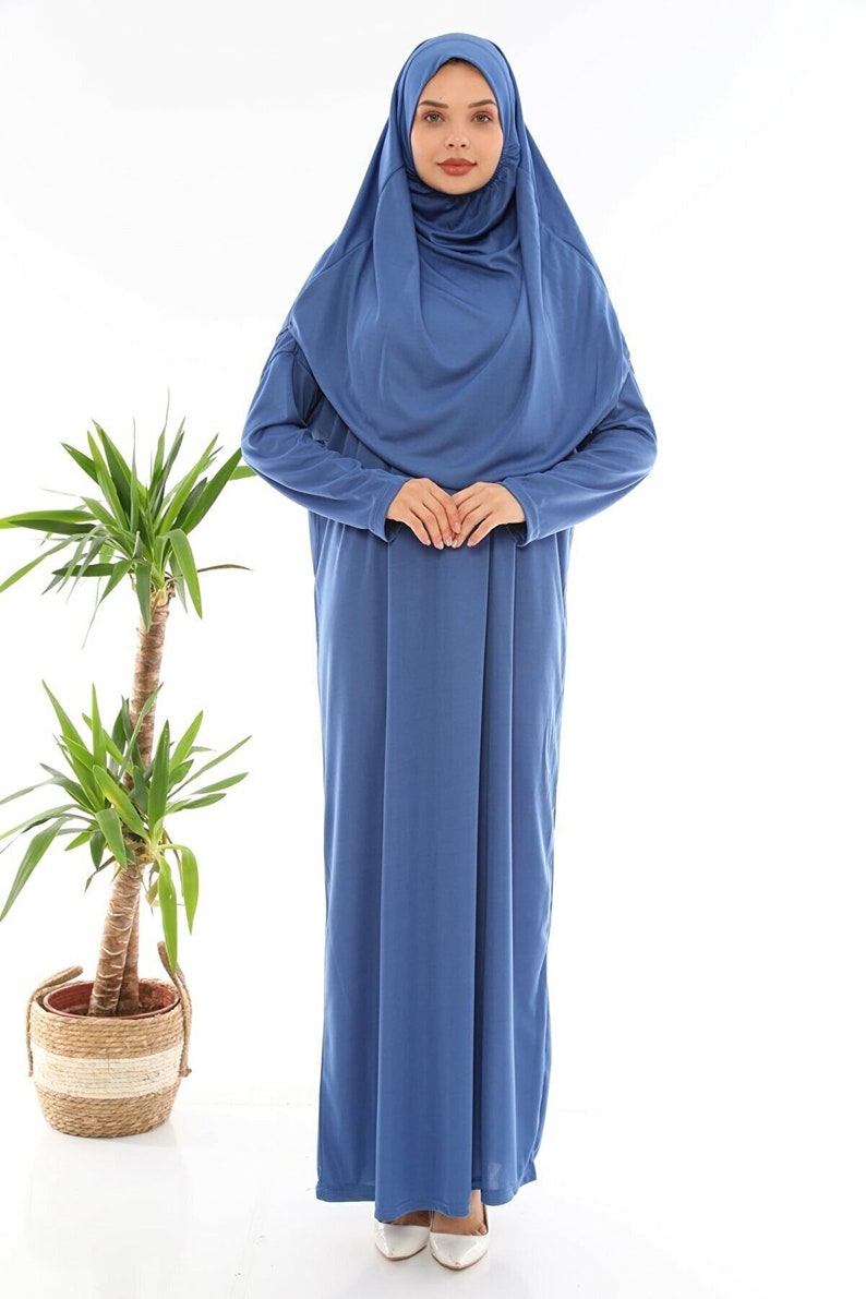 Prayer Clothes One Piece for Women, Women Abaya, Women Burqa, Muslim Prayer Dress, Khimar Niqab, Gifts for Her, hijab prayer dress Blue