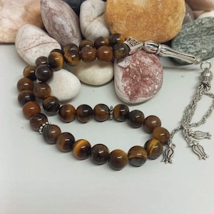Tiger Eye Real 1st Quality Bead 99 or 33 Prayer Beads, Simple and Elegant Design, Rosary Islamic Gift, Muslim Prayer Beads, Masbaha, Subha
