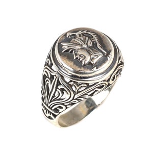 Anillo militar romano de plata de ley hecho a mano: joyería de piedras preciosas única.