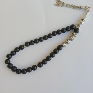 Nom personnalisé Tasbih en onyx avec perles de prière rondes en pierre noire mate, cadeau islamique chapelet personnalisé, perles de prière musulmanes, Masbaha, Subha image 7