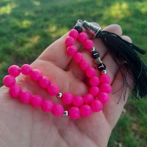 Initials and Heart Tesbih, Personalized Pink Tesbih, Muslim Prayer Beads, Custom Tasbih, Subha, Misbaha, Islamic Gift, Worry Beads