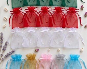 Wedding Favor Bags, Organza Bags for Engagement, Nikkah & Henna Gifts, Elegant Wedding Sweet Pouches, 50 Pack Sheer Drawstring Bags