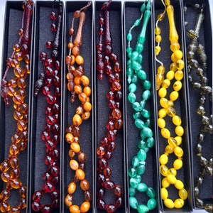 7 in 1 Real Turkish and Ottoman Tasbih in Different Colors, Light Turkish Tesbih in Different Colors for Gift or Collection