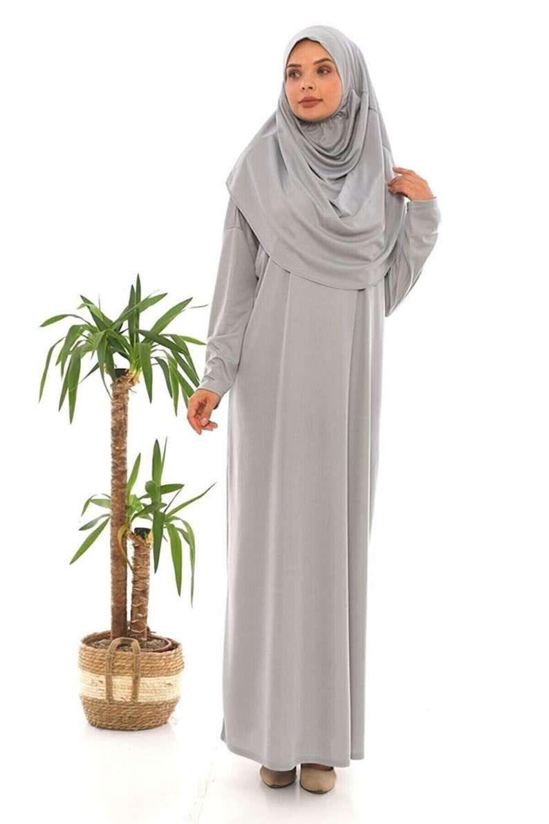 Gebetskleidung Einteiler für Frauen, Frauen Abaya, Frauen Burqa, Muslimisches Gebetskleid, Khimar Niqab, Geschenke für Sie, Hijab Gebetskleid Silber