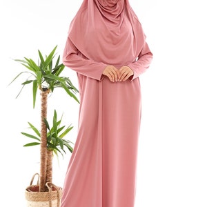 Prayer Clothes One Piece for Women, Women Abaya, Women Burqa, Muslim Prayer Dress, Khimar Niqab, Gifts for Her, hijab prayer dress Dusty Rose