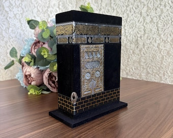 Kaaba Design Holy Quran in Velvet Box - Islamic Home Decor