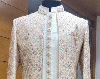 Mens Indian Latest Design For pink Indo Western Sherwani Groom Wedding Party Wear Engagement Function Occasion Ethnic Dress