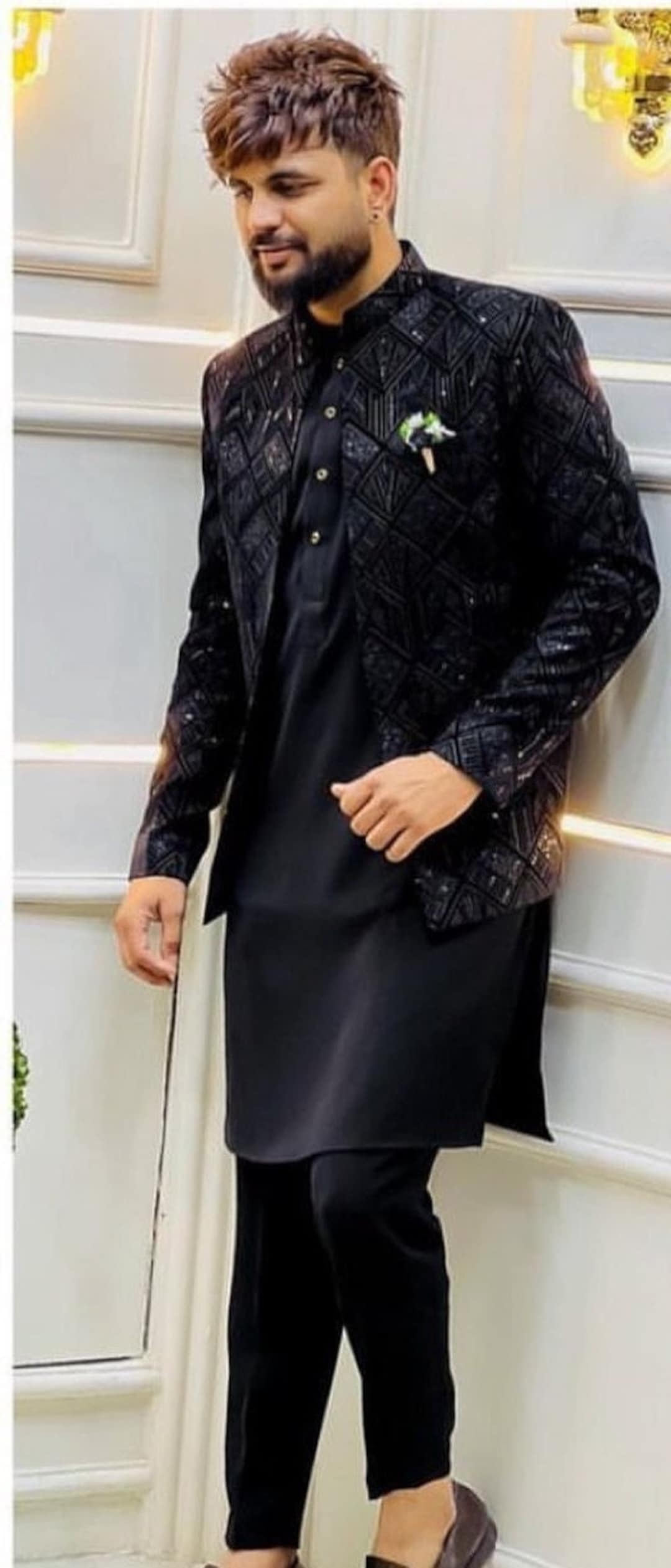 Mens Indian Latest Design for Black Indo Western Sherwani Groom Wedding Party Wear Engagement Function Occasion Ethnic Dress Etsy Canada