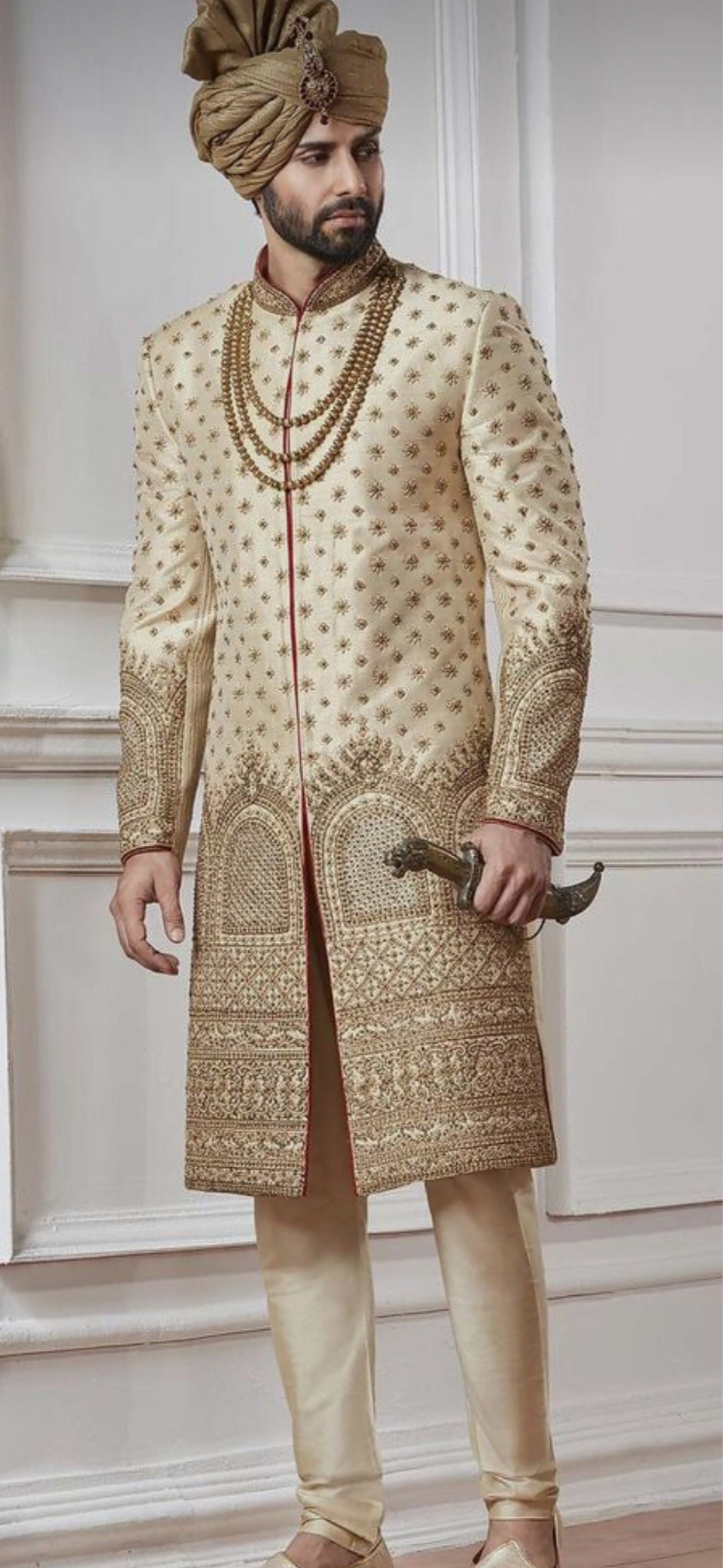 Mens Indian Latest Designs Cream Colour Sherwani Groom Wedding | Etsy