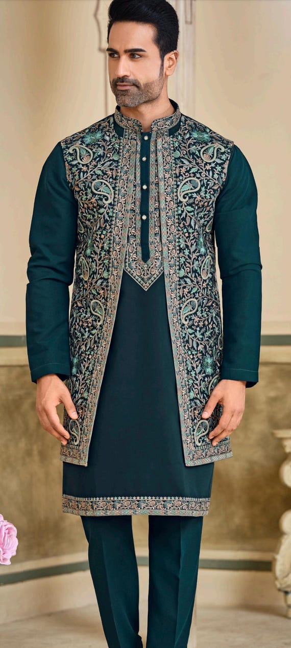 green indo western dress for male Indo Western for Men - Buy Indo Western Outfits Online main image 1