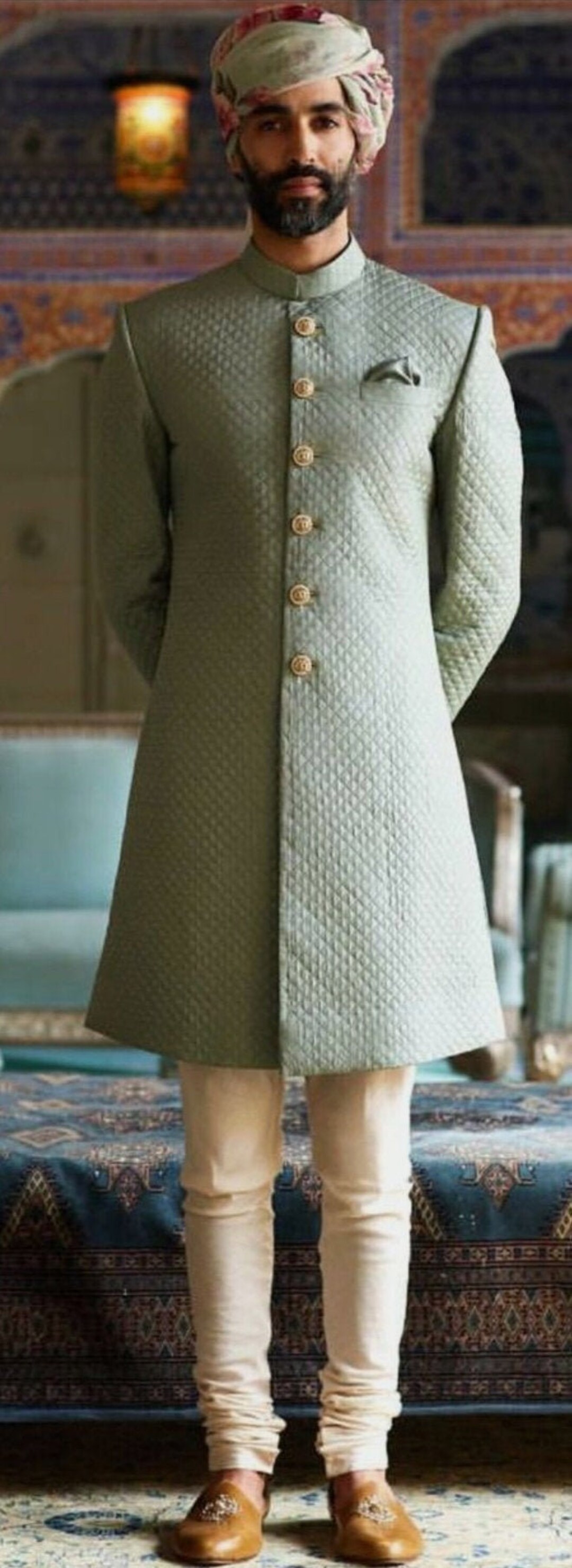engagement dress for male indian Mens Indian Latest Design For cream Indo Western Sherwani Groom Wedding Party Wear Engagement Function Occasion Ethnic Dress