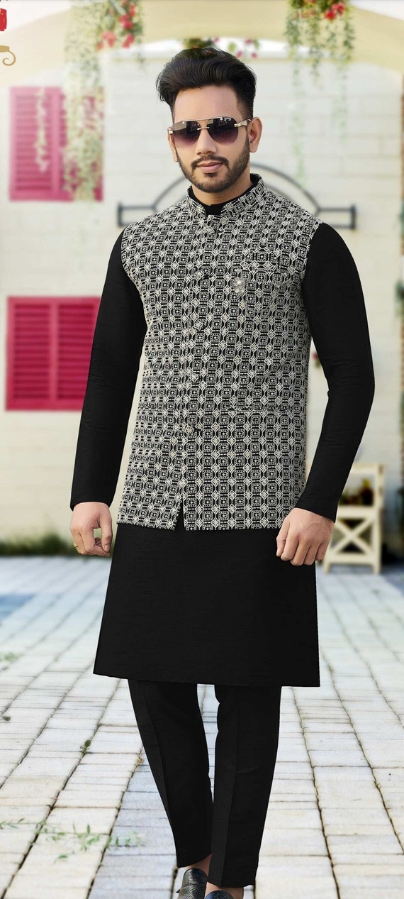 Waist coat with black clearance kurta