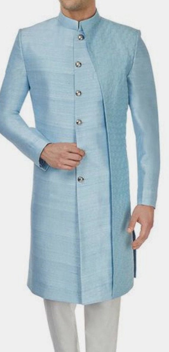 Mens Indian Latest Design for Sky Blue Indo Western Sherwani Etsy
