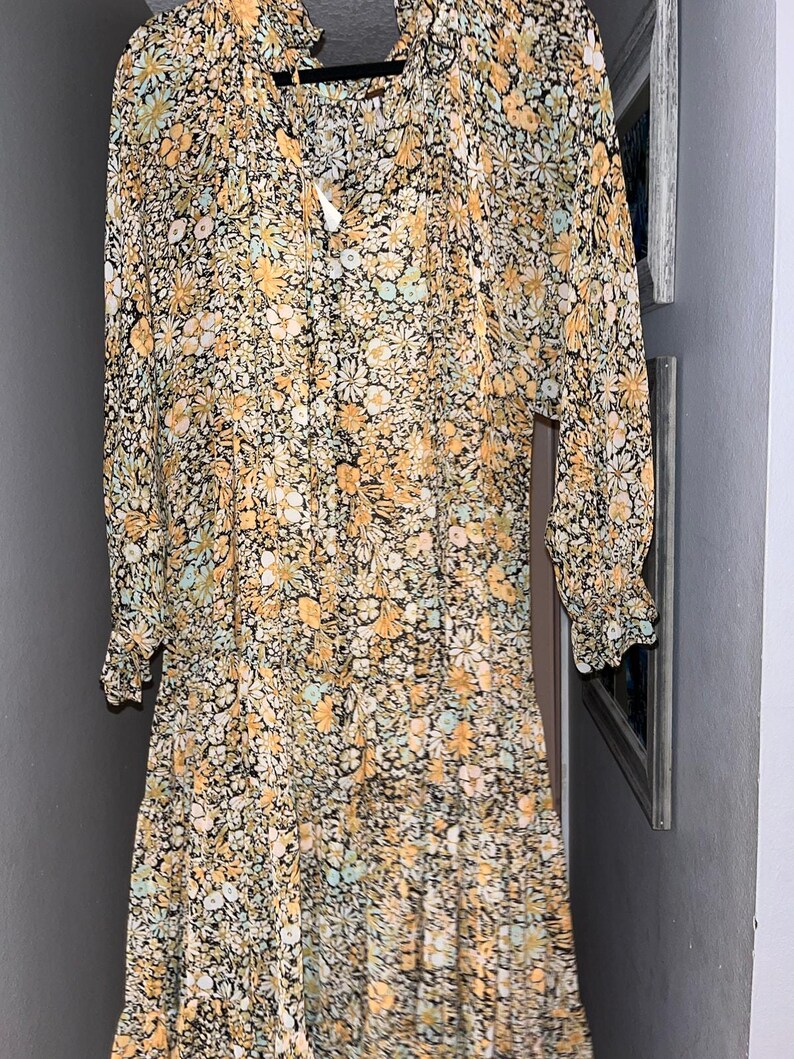 Free People "Feeling Groovy" Floral Boho Maxi Dress Size Small (319) image 6