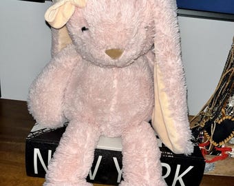 RARE Walgreens Happy Go Fluffy Bunny 22" Plush Pink Floppy Ears Rabbit Bow Large