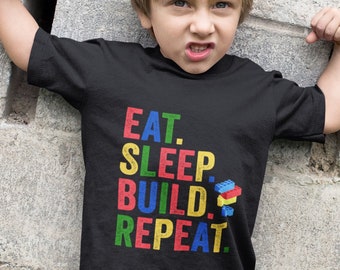 Eat Sleep Build Repeat shirt for Kids, building blocks shirt, 4 year old birthday shirt boy, Master Builder Shirt, Blocks Shirt
