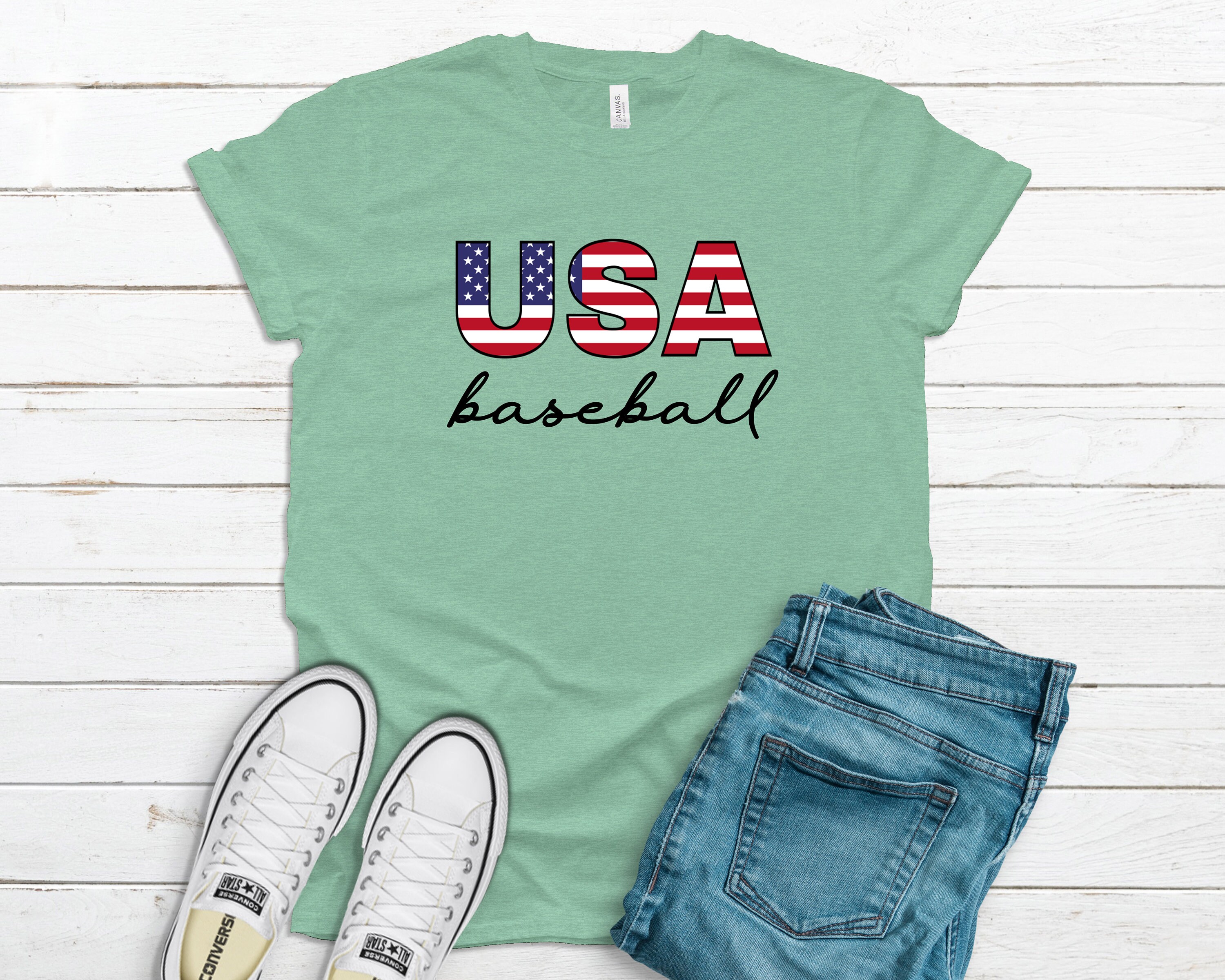 USA Baseball Shirt USA Baseball Tee USA Baseball Flag Summer Etsy