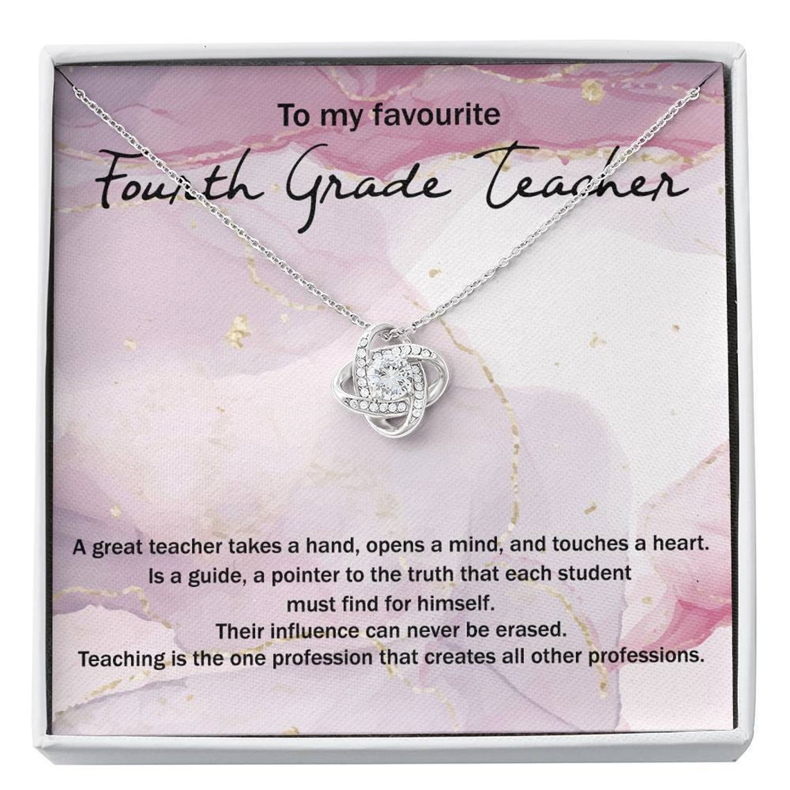 4th Grade Teacher Gift Fourth Grade Teacher Love Knot Pendant | Etsy
