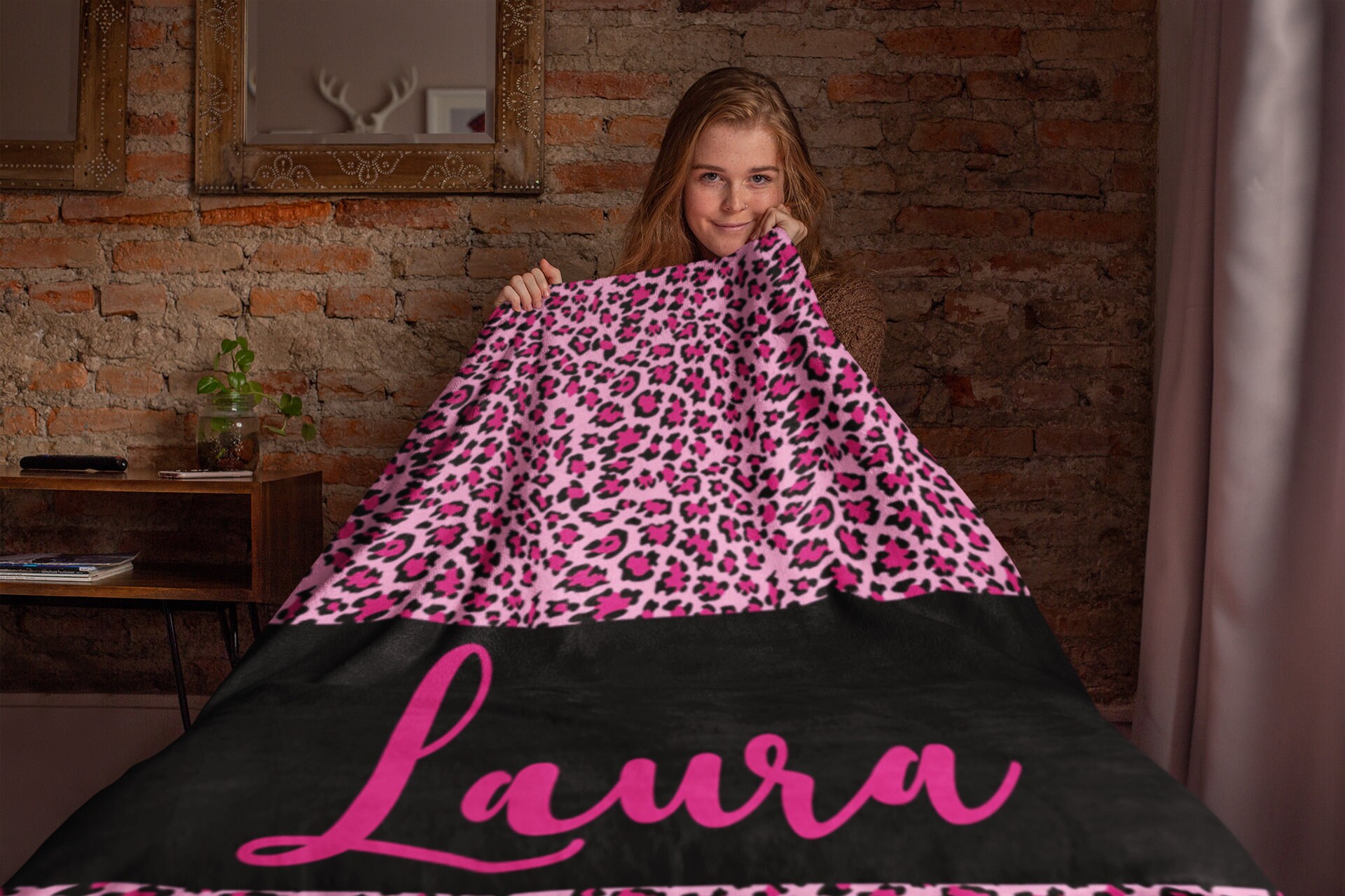Personalized Pink Leopard Blanket, Leopard, Personalized Blanket