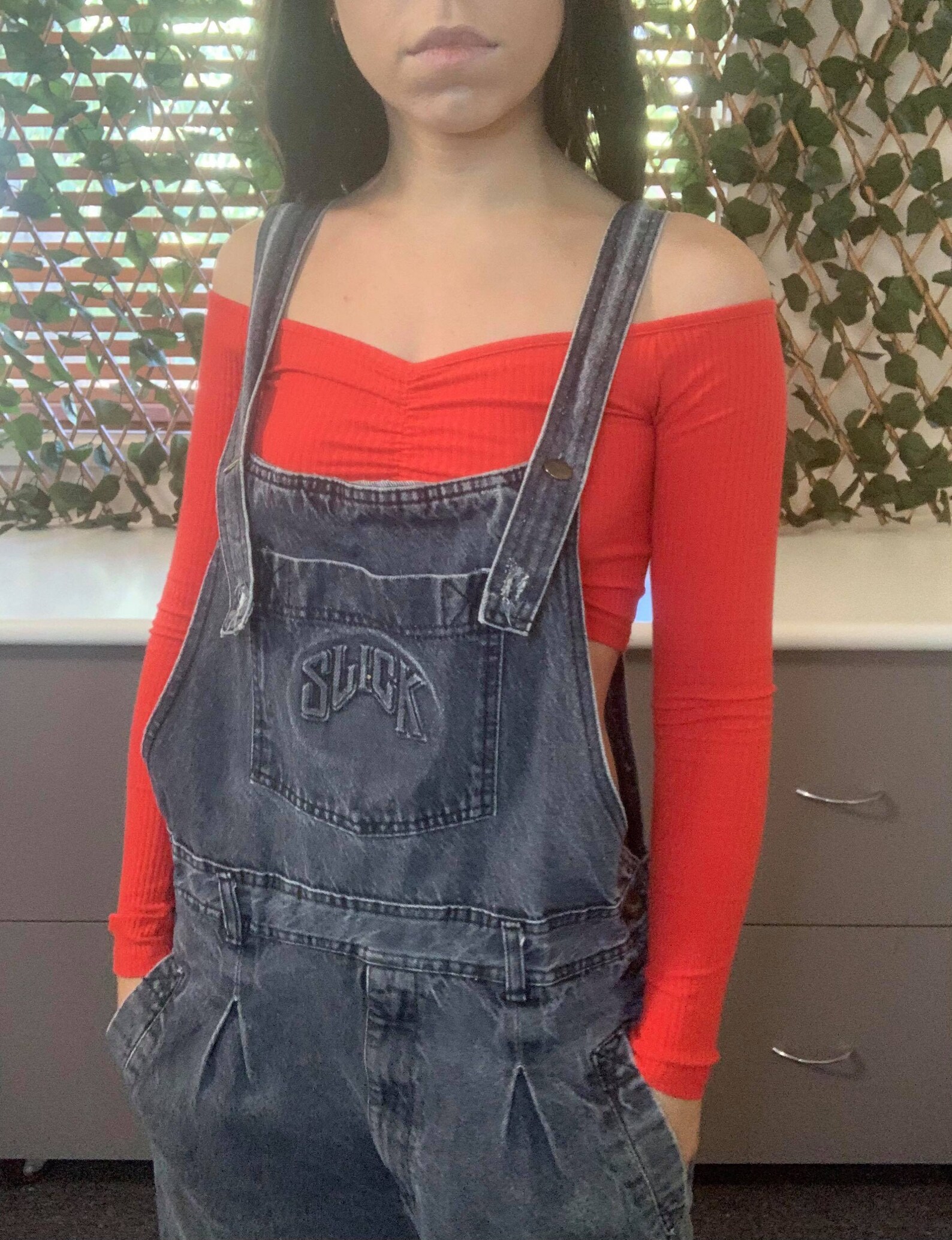 Vintage 90s Slick Grey Denim Overalls Shortalls Pockets Etsy