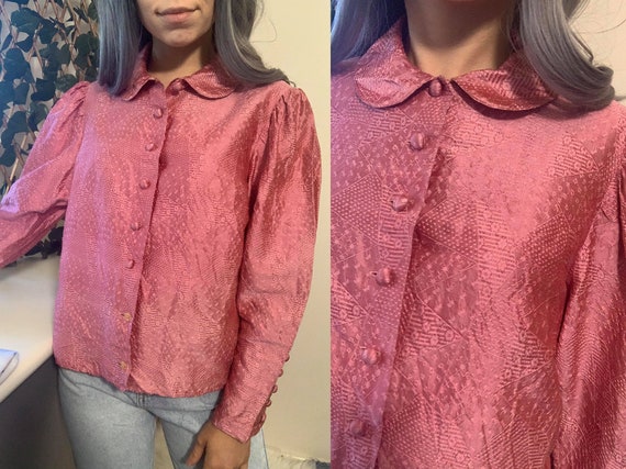 Vintage 80s Pink German Puff Sleeve 