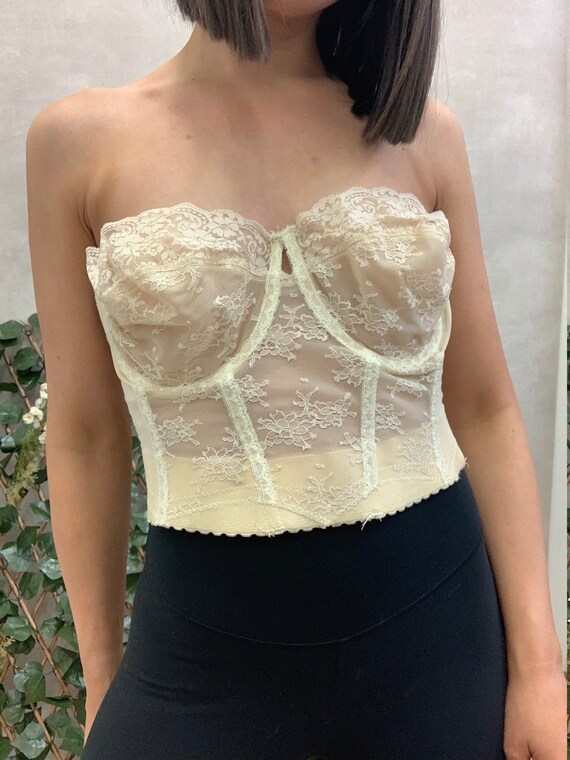 Vintage 1960s BackTalk Strapless Lace Bra Nude 36D