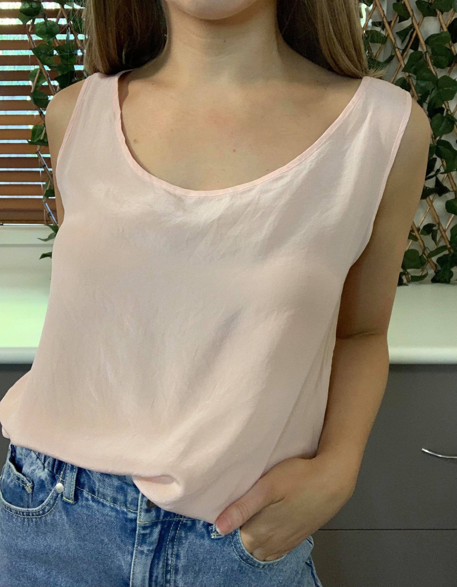Vintage Light Pink Silk Singlet Style Top Summer Sleeveless Etsy